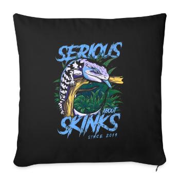 S’intéresse sérieusement aux scinques à langue bleue depuis 2014 - Housse de coussin décorative 45 x 45 cm - noir - Devant