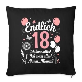 Finally 18 Birthday 18 Year Old Gift Girl - Sofa pillowcase 17,3'' x 17,3'' (45 x 45 cm) - black - Front
