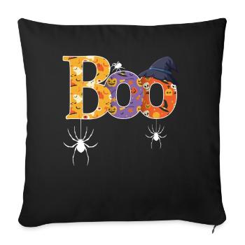 Boo motif Halloween - Housse de coussin décorative 45 x 45 cm - noir - Devant