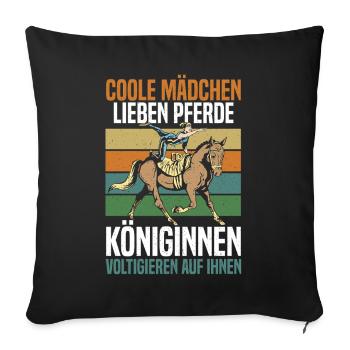 fille cool voltige équitation - Housse de coussin décorative 45 x 45 cm - noir - Devant