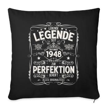 77th Birthday Original October 1948 - Sofa pillowcase 17,3'' x 17,3'' (45 x 45 cm) - black - Front