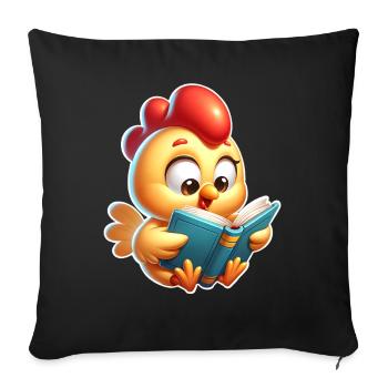 Lecture de poulet - Housse de coussin décorative 45 x 45 cm - noir - Devant