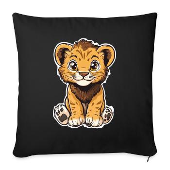 Lion - Sofa pillowcase 17,3'' x 17,3'' (45 x 45 cm) - black - Front