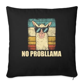 Pas de problème Lama rétro drôle - Housse de coussin décorative 45 x 45 cm - noir - Devant