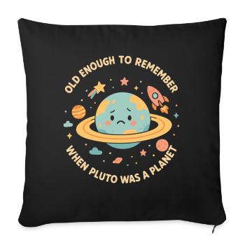 Pluton planète astronomie drôle espace design - Housse de coussin décorative 45 x 45 cm - noir - Devant