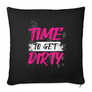 Il est temps de se salir Schlammlauf Mud Run Muddy Race - Housse de coussin décorative 45 x 45 cm - noir - Devant