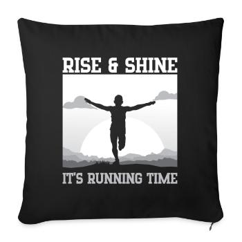 Idée cadeau de course à pied Rise & Shine pour marathonien - Housse de coussin décorative 45 x 45 cm - noir - Devant
