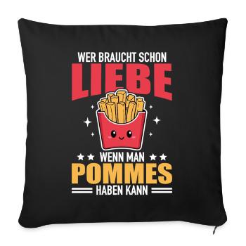 French fries love salt fries fried fries - Sofa pillowcase 17,3'' x 17,3'' (45 x 45 cm) - black - Front