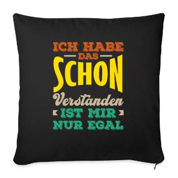 J’ai compris – je m’en fiche, sarcasme - Housse de coussin décorative 45 x 45 cm - noir - Devant
