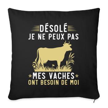 Mes vaches ont besoin de moi - Housse de coussin décorative 45 x 45 cm - noir - Devant