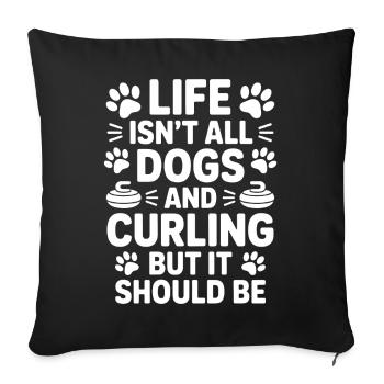 Curling Dire Chiens Drôle Curling Cadeau - Housse de coussin décorative 45 x 45 cm - noir - Devant