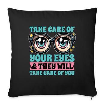 Optométriste Prenez soin de vos yeux Ophtalmologiste - Housse de coussin décorative 45 x 45 cm - noir - Devant