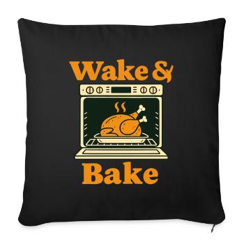 Thanksgiving Wake And Bake Funny Turkey Day - Sofa pillowcase 17,3'' x 17,3'' (45 x 45 cm) - black - Front