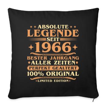 Millésime 1966 Né Millésime - 60ème anniversaire - Housse de coussin décorative 45 x 45 cm - noir - Devant