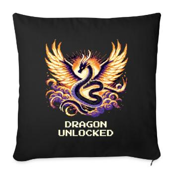 Dragon Unlocked | Fantasy RPG Pixel Art - Sofa pillowcase 17,3'' x 17,3'' (45 x 45 cm) - black - Front