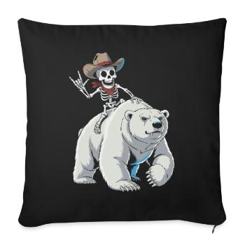 Skeleton cowboy on polar bear - Sofa pillowcase 17,3'' x 17,3'' (45 x 45 cm) - black - Front
