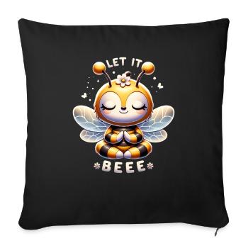 Let it Bee – Meditierende Yoga-Biene - Sofakissenbezug 45 x 45 cm - Schwarz - Vorne