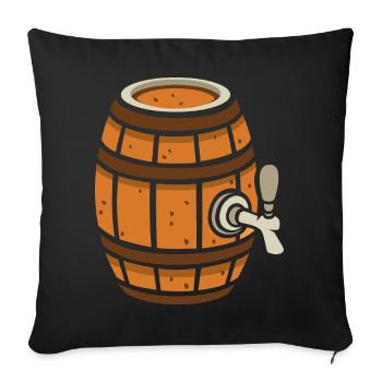 baril de bière rustique dessin animé - Housse de coussin décorative 45 x 45 cm - noir - Devant