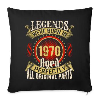 Légendes nées en 1970 Badge - Housse de coussin décorative 45 x 45 cm - noir - Devant