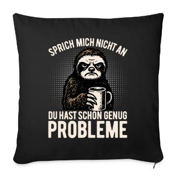 Don’t talk to me - paresseux avec du café - Housse de coussin décorative 45 x 45 cm - noir - Devant