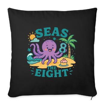 Seas The Eight Birthday Party Gift For 8 Year Old - Sofakissenbezug 45 x 45 cm - Schwarz - Vorne