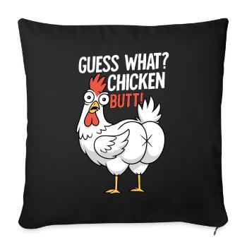 Cul de poulet disant dessin animé - Housse de coussin décorative 45 x 45 cm - noir - Devant