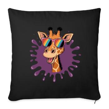 Cheerful giraffe with rainbow glasses in cool - Sofa pillowcase 17,3'' x 17,3'' (45 x 45 cm) - black - Front