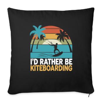 Préférer le kitesurf palmiers coucher de soleil - Housse de coussin décorative 45 x 45 cm - noir - Devant
