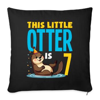 Cette loutre a 7 ans - Motif d’anniversaire mignon - Housse de coussin décorative 45 x 45 cm - noir - Devant
