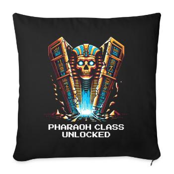 Pharaoh Class Unlocked | Egypt, RPG - Sofa pillowcase 17,3'' x 17,3'' (45 x 45 cm) - black - Front