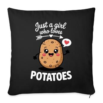 Just a Girl Who Loves Potatoes - Sofa pillowcase 17,3'' x 17,3'' (45 x 45 cm) - black - Front