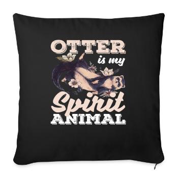 Loutre de mer dessin animé Spirtit Amoureux des animaux - Housse de coussin décorative 45 x 45 cm - noir - Devant