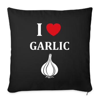 J'aime l'ail I Love Garlic - Sofa pillowcase 17,3'' x 17,3'' (45 x 45 cm) - black - Front