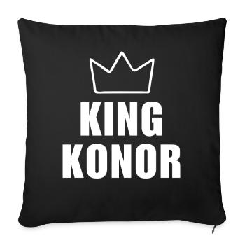 Nom Konor avec lettre K - Chemise King Crown - Housse de coussin décorative 45 x 45 cm - noir - Devant