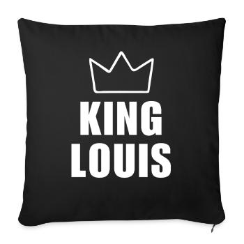 Louis Name with Letter L - King Crown Shirt - Sofa pillowcase 17,3'' x 17,3'' (45 x 45 cm) - black - Front