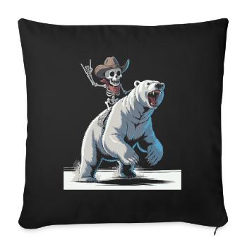 Bone cowboy rides polar bear - Sofa pillowcase 17,3'' x 17,3'' (45 x 45 cm) - black - Front