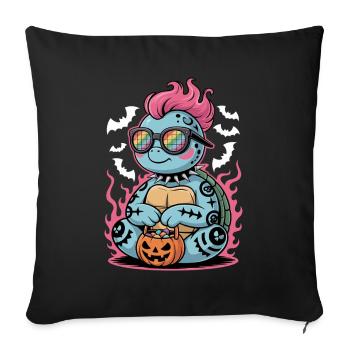 Halloween Punk Turtle with Pumpkin Basket - Sofa pillowcase 17,3'' x 17,3'' (45 x 45 cm) - black - Front