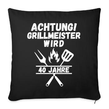 Attention Grill Master fête ses 40 ans – Drôle de barbecue T-Shir - Housse de coussin décorative 45 x 45 cm - noir - Devant
