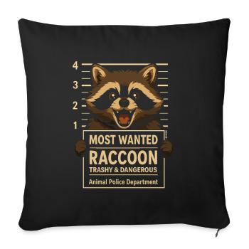 Raccoon trashy wanted: Mugshot funny - Sofa pillowcase 17,3'' x 17,3'' (45 x 45 cm) - black - Front