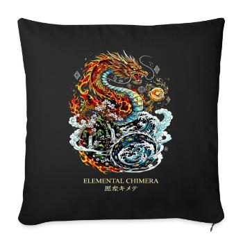 Elemental Chimera | Fire & Water Dragon - Sofa pillowcase 17,3'' x 17,3'' (45 x 45 cm) - black - Front