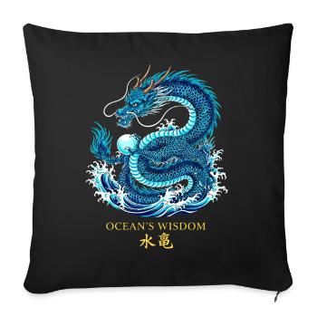 Dragon de l’Océan | La sagesse de l’océan - Housse de coussin décorative 45 x 45 cm - noir - Devant