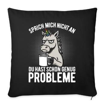 Sprich mich nicht an - mürrisches Einhorn, Kaffee - Housse de coussin décorative 45 x 45 cm - noir - Devant