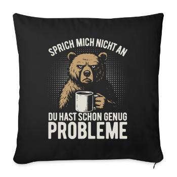 Sprich mich nicht an - mürrischer Bär mit Kaffee - Housse de coussin décorative 45 x 45 cm - noir - Devant