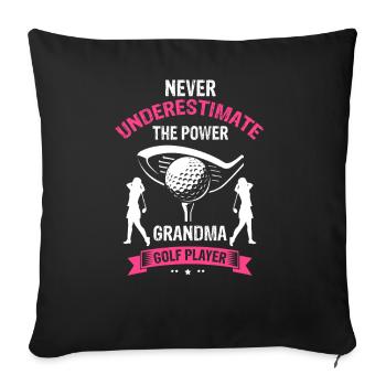 Never Underestimate Grandma On The Golf Course - Sofakissenbezug 45 x 45 cm - Schwarz - Vorne