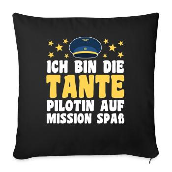 Family motif niece - Sofa pillowcase 17,3'' x 17,3'' (45 x 45 cm) - black - Front