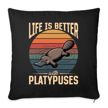 Esthétique amusante Kawaii Platypus - Housse de coussin décorative 45 x 45 cm - noir - Devant