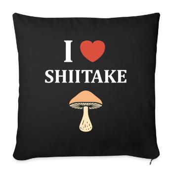 J’aime Shiitake cœur champignon - Housse de coussin décorative 45 x 45 cm - noir - Devant