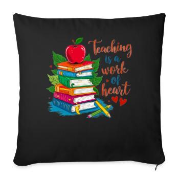 Enseignant Bokstack et Hjärta - Housse de coussin décorative 45 x 45 cm - noir - Devant