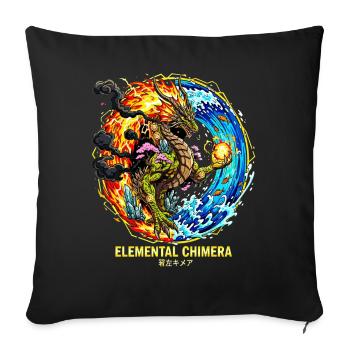 Elemental Chimera | Dragon of the 3 Elements - Sofa pillowcase 17,3'' x 17,3'' (45 x 45 cm) - black - Front