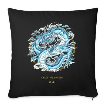 Brise céleste Dragon du vent céleste - Housse de coussin décorative 45 x 45 cm - noir - Devant